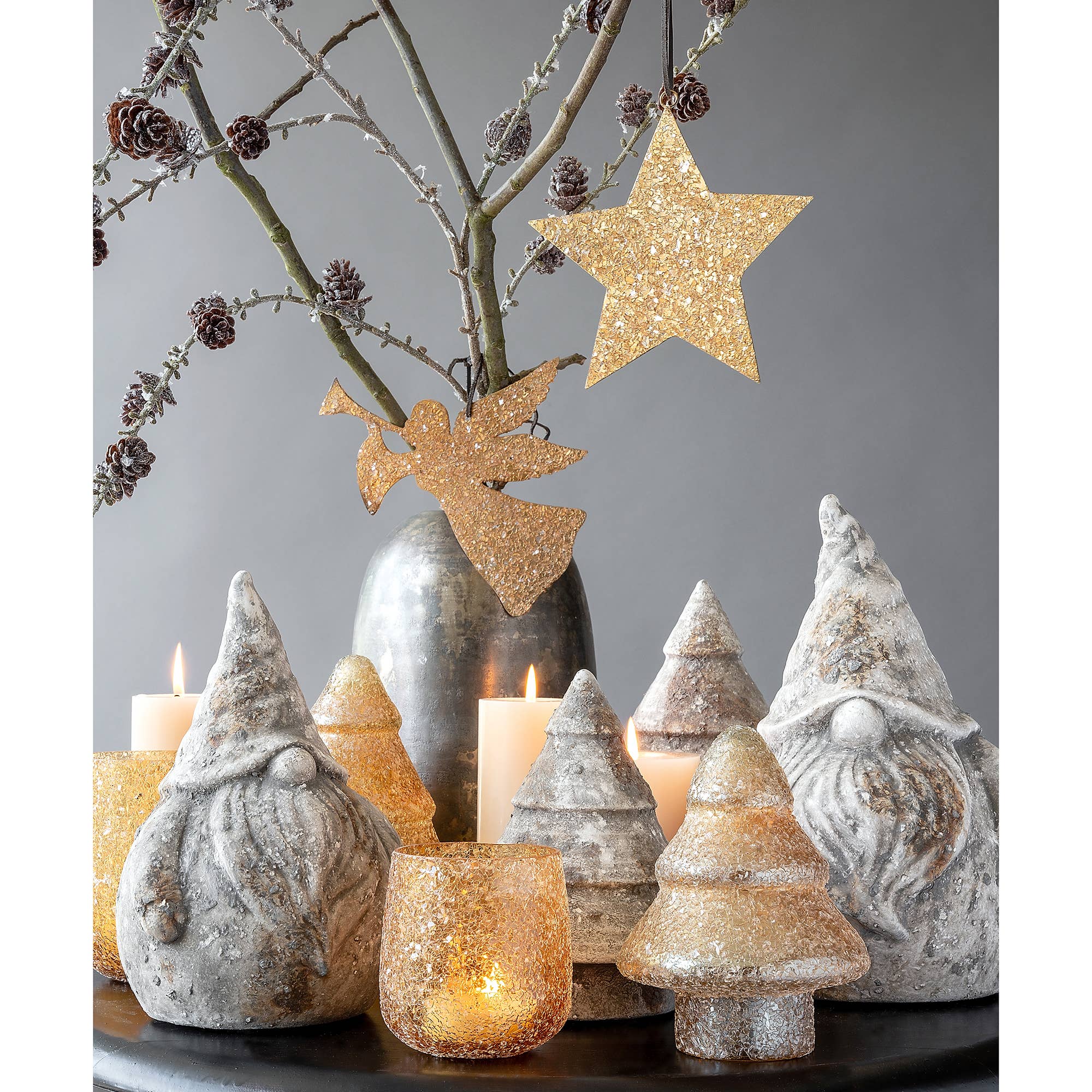 Vosteen – Engroshandel Pynt – Metalengel Brant til ophæng, D16 cm, H20 cm, guld1