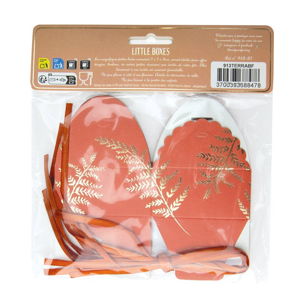 Tim&Puce Factory - Wholesale Party Favor Bag/Box - SMALL SCALLOPED BOXES FERN TERRACOTTA X 82