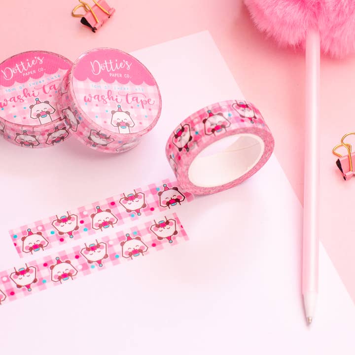 Nastro Washi compleanno con panda origami per la vendita all'ingrosso da parte di Dottie's Paper Co.