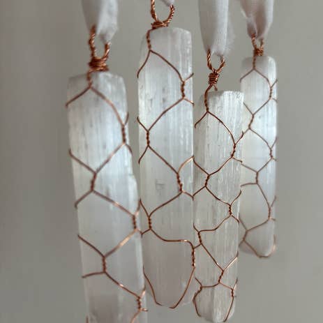 La Lune Healing - Wholesale Spiritual Stone/Crystal - Selenite + Copper Wall Hanging2