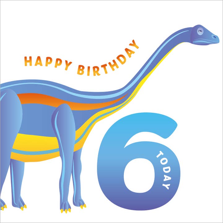 D28 TILLYKKE MED FØDSELSDAGEN 6 I DAG dinosaur lykønskningskort for engroshandel hos Dyson Design