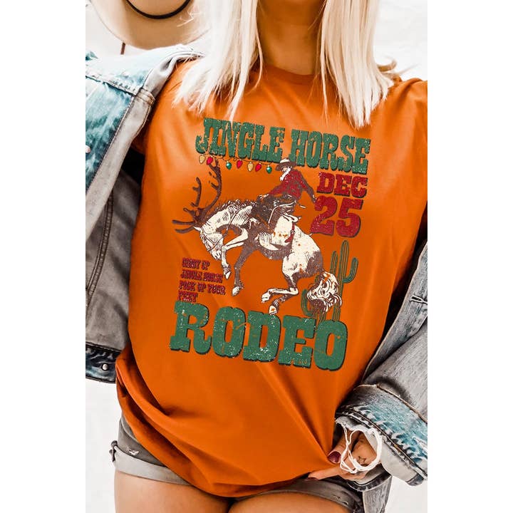 COLORBEAR - Wholesale T-Shirt (Graphic) - Women's - JINGLE HORSE RODEO,CHRISTMAS UNISEX SHORT SLEEVE,GRAPHIC