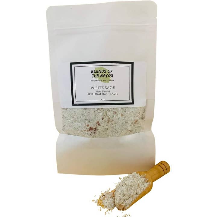 White SAGE Aura Cleanse Smudging Spiritual Bath Salts | 6 oz for wholesale by Eye of Toad, LLC