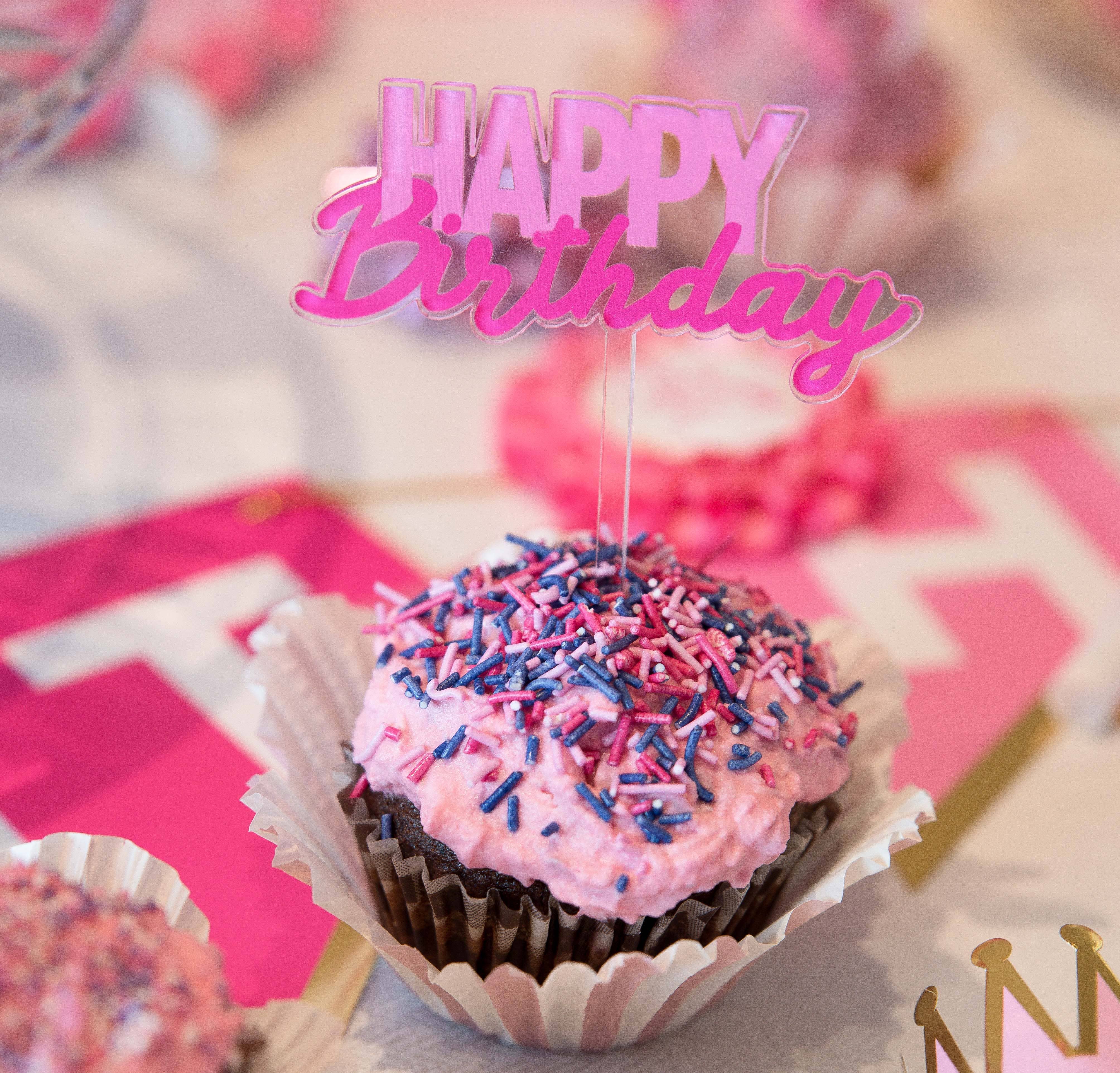 Party Partners – wholesale Cake/cupcake topper – Pink Happy Birthday Mini Cake Topper1