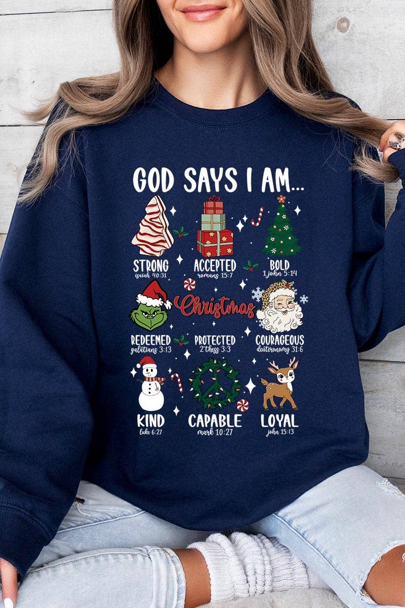 COLORBEAR - Wholesale T-Shirt (Graphic) - Unisex - God Says I Am Christmas Graphic Fleece Sweatshirts11