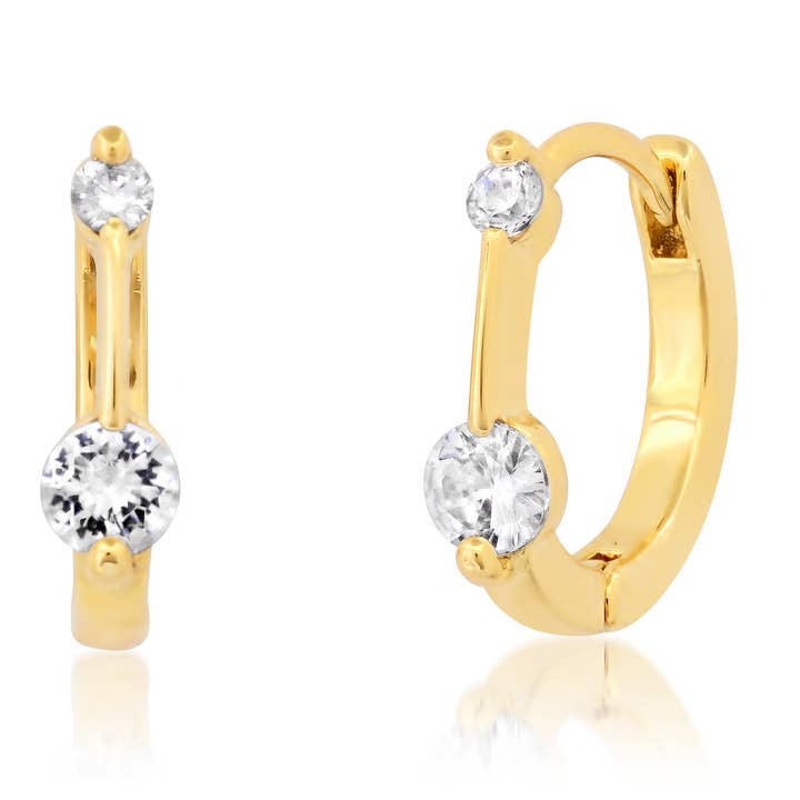 Doppel-CZ-Solitär-Huggies für den Großhandel von Tai Jewelry