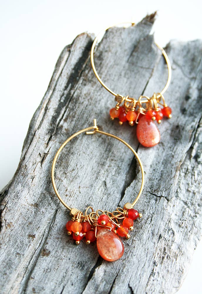 Laura Stark Designs - Wholesale Hoop Earrings - Sunstone Hoop Earrings | Orange Jewelry1