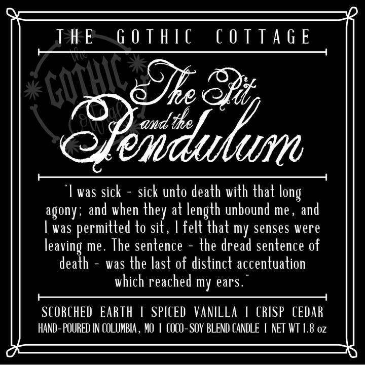 The Gothic Cottage - Wholesale Jar/Filled Candle - Cedar & Spice—1.8oz black candle | The Pit and the Pendulum
