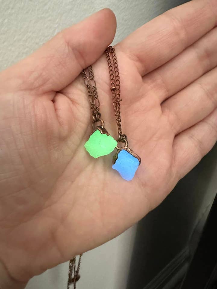 Glow in the Dark Necklace, Copper Electroformed Jewelry for wholesale by Gratefully Dreaming