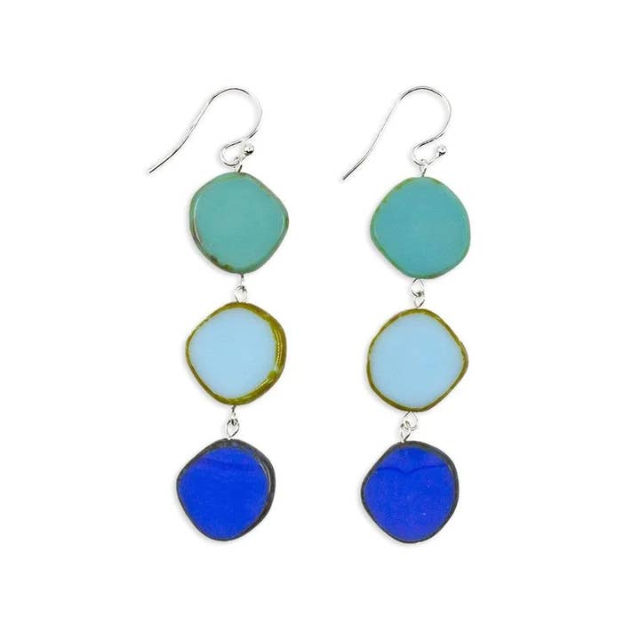 Ocean Mix Triple Circle Glass Beaded Drop Earrings for wholesale by Stefanie Wolf Designs