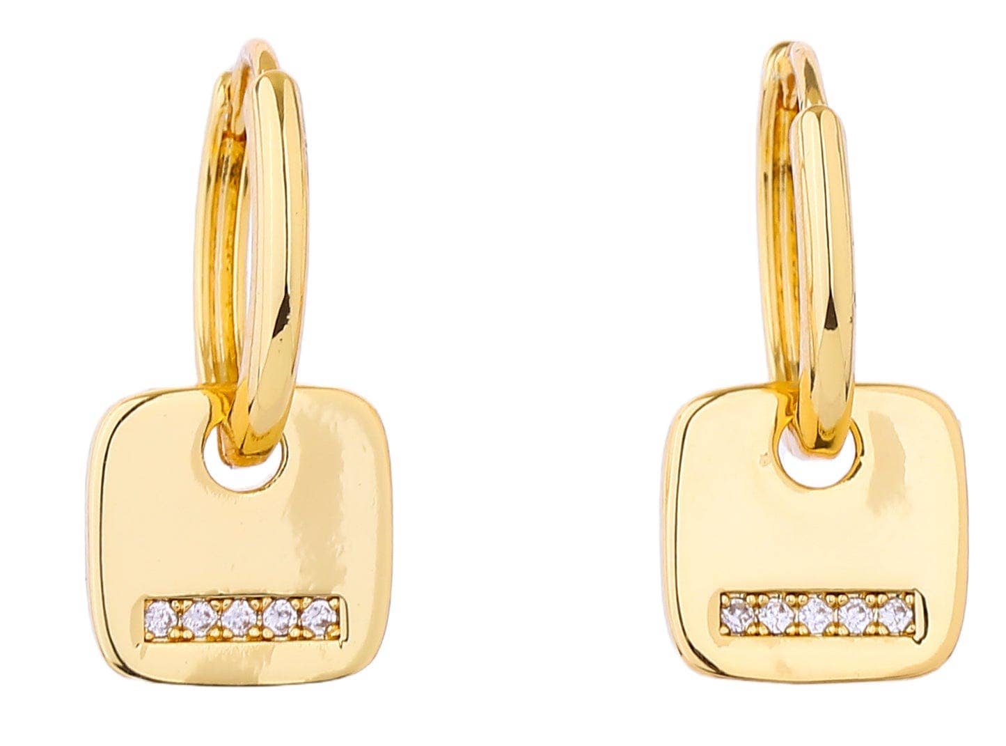 MiMi Wholesale - Wholesale Hoop Earrings - SJE310535 14K Dipped CZ Paved Tagged Hoop Earrings0