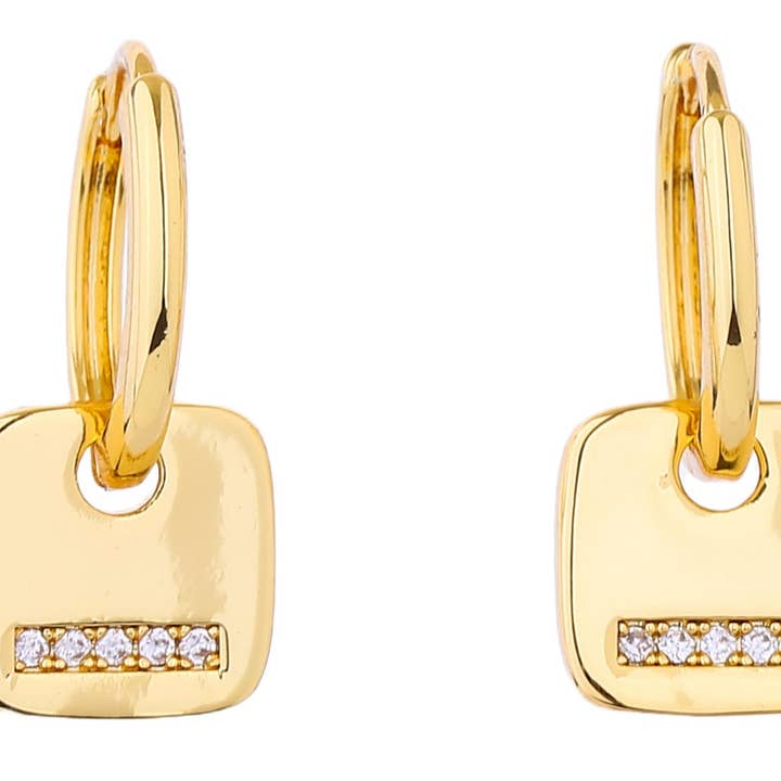 MiMi Wholesale - Wholesale Hoop Earrings - SJE310535 14K Dipped CZ Paved Tagged Hoop Earrings