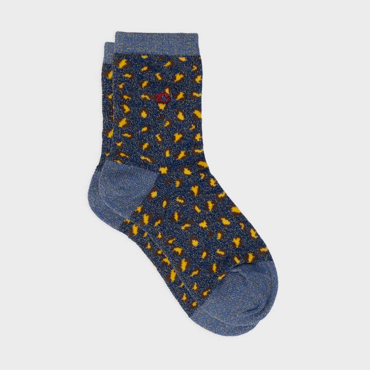 Girls' leopard socks - Navy for wholesale by BILLYBELT