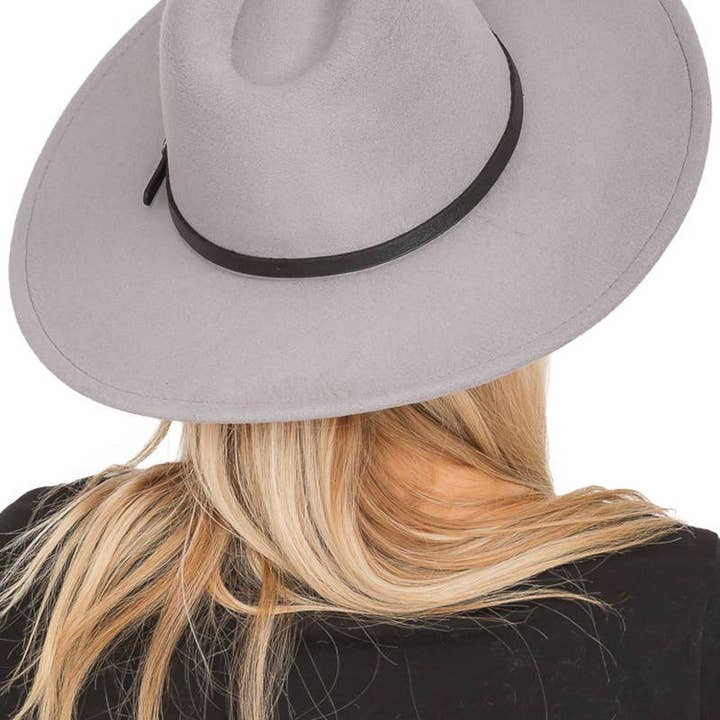 Cap Zone - Wholesale Fedora - Women's - Red Bottom Black Belt Rancher Hat Wide Brim26