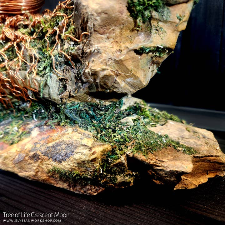 Elysian Workshop - Wholesale Sculpture - Tree of Life Crescent Moon Copper Wire on Ohko Stone1