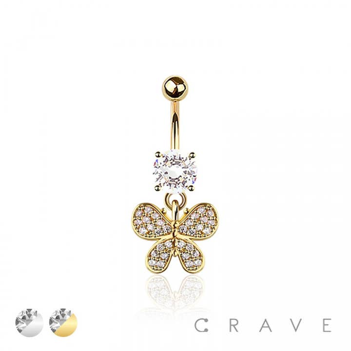 ACIER CHIRURGICAL 316L MULTI CZ PAPILLON BIJOU DE NOMBRIL pour la vente par CRAVE