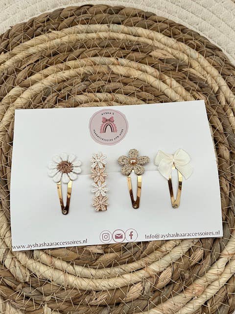 Conjunto mix de presilhas para cabelo, pérola bronze por atacado de Aysha's haaraccessoire and more