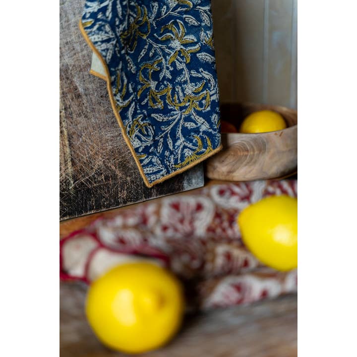 Nayda Diaries - Wholesale Tea Towel - Blue block floral kitchen towel