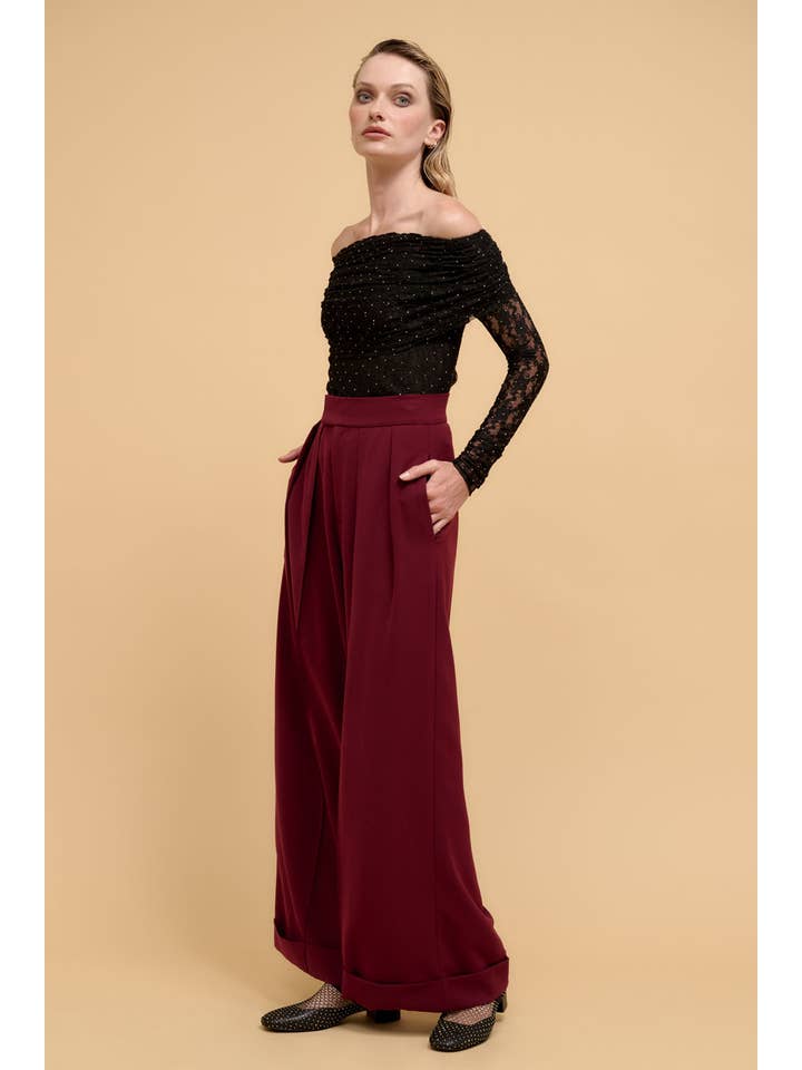 Promesa USA - Wholesale Pants - Women's - Solid Pleated High Waist Pocket Wide Leg Pants