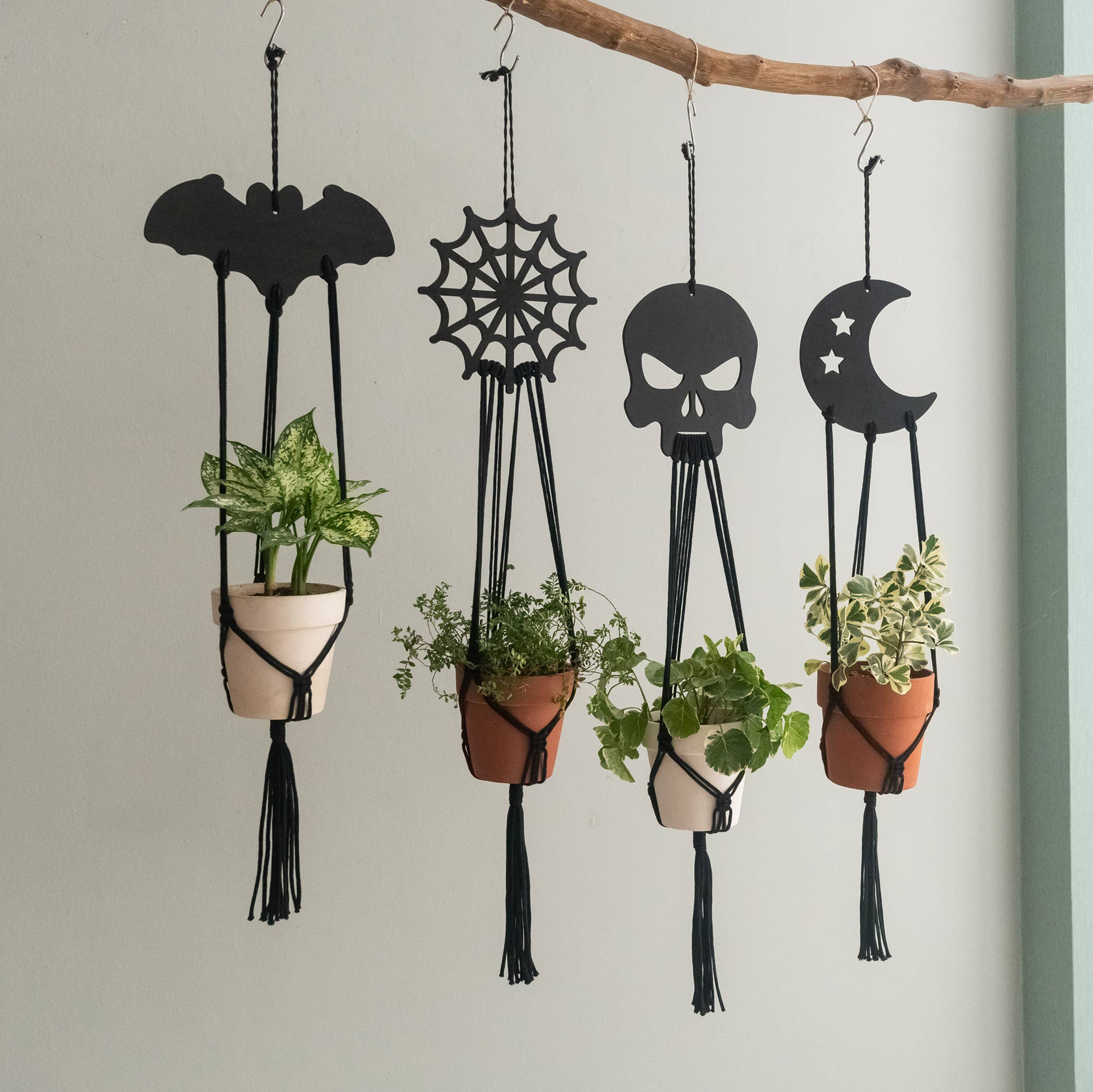 BeanDaikon – Engroshandel Hængende plantekasse – Gotisk Macramé Planteophæng Halloween Dekoration I985