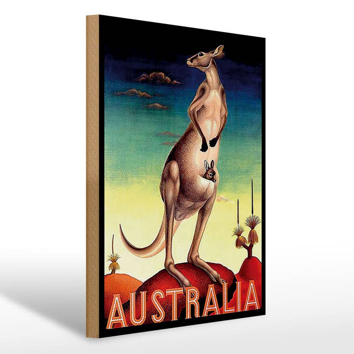 Insegna in legno viaggio 30x40 cm Australia canguro decorazione insegna per la vendita all'ingrosso da parte di Femer