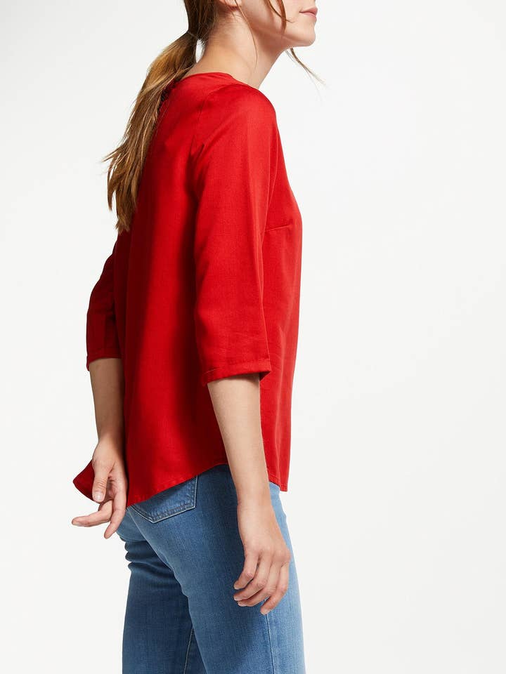 Heddaa Bow Blouse in Scarlet Red for wholesale by Veneka