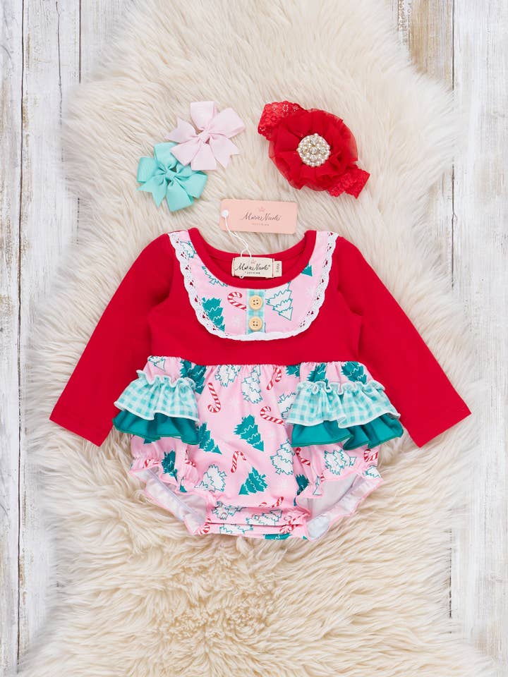 Forest Festivity Ruffle Bubble for wholesale by Marie Nicole Clothing