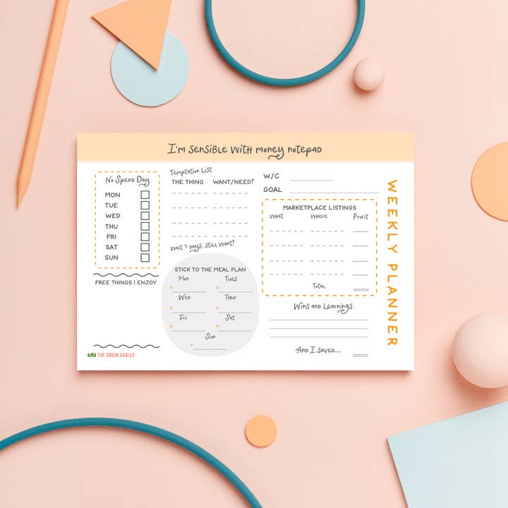 Bloco de Notas Semanal "Sou Sensato com Dinheiro" por atacado de the green gables