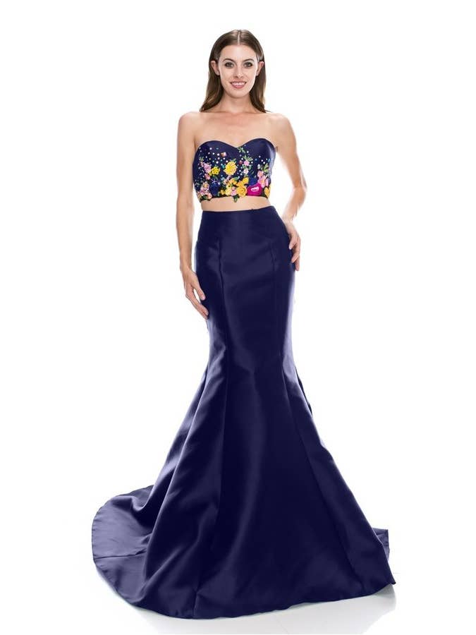 Chicas - Wholesale Gown - Women's - Long Two Piece Flower Taffeta Mermaid Dress BT9002