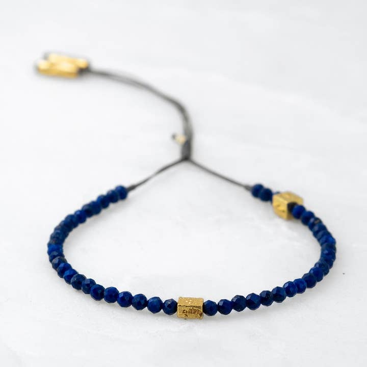 Pulseira MALA PRECIOSO - Safira, Bodhi dourado por atacado de Roseparo