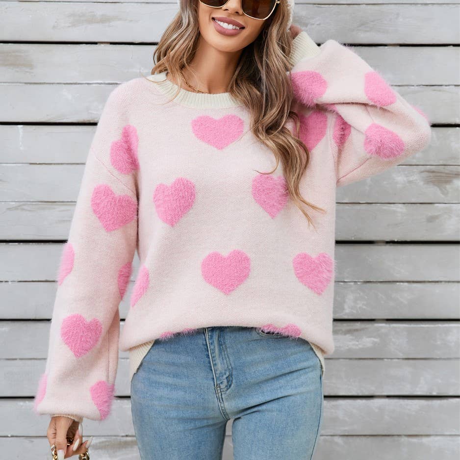 Rosa Clothing - Wholesale Knit Sweater - Women's - Cosy Hearts Jacquard Knitted Sweater6
