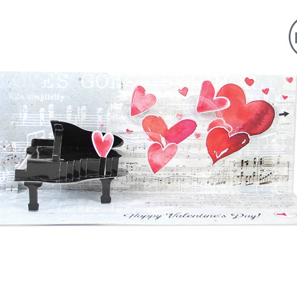 Up With Paper - Wholesale Valentine's Day Card - Romantic Piano Panoramic Pop-Up Card With Sound