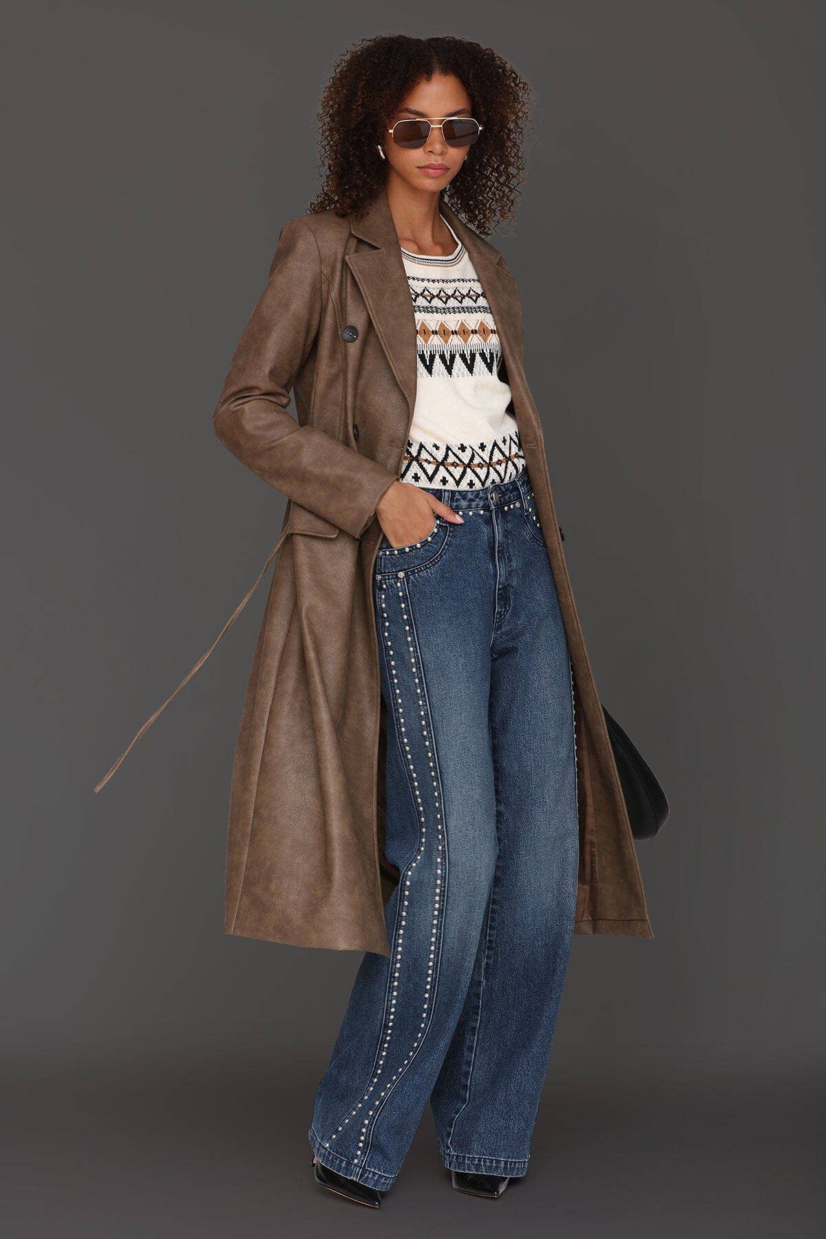 Java Belted Faux-Ever Leather™ Trench Coat for wholesale on Faire2