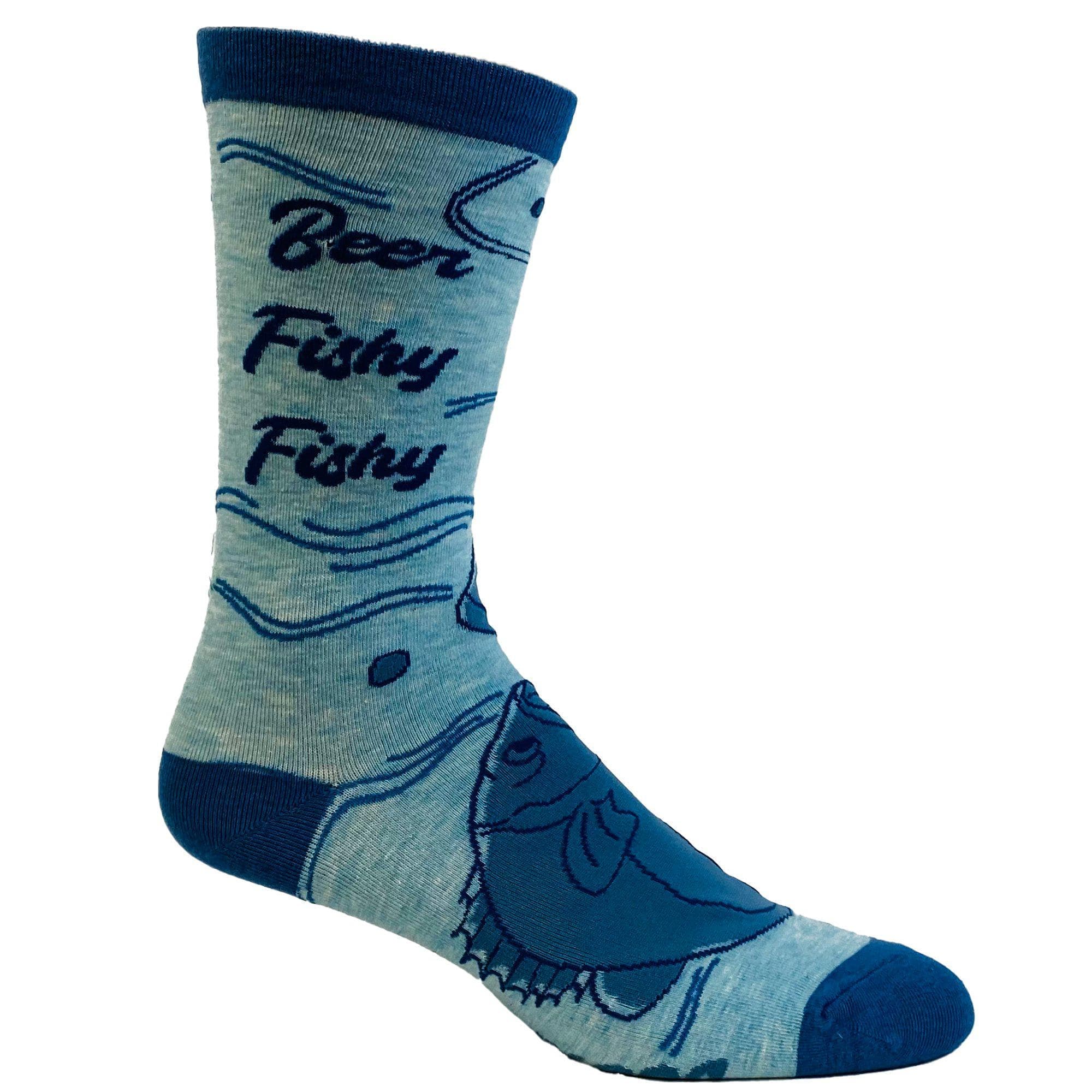 Blue Men's Beer Fishy Fishy Funny Fish Fishing Socks Fun Western for wholesale on Faire3