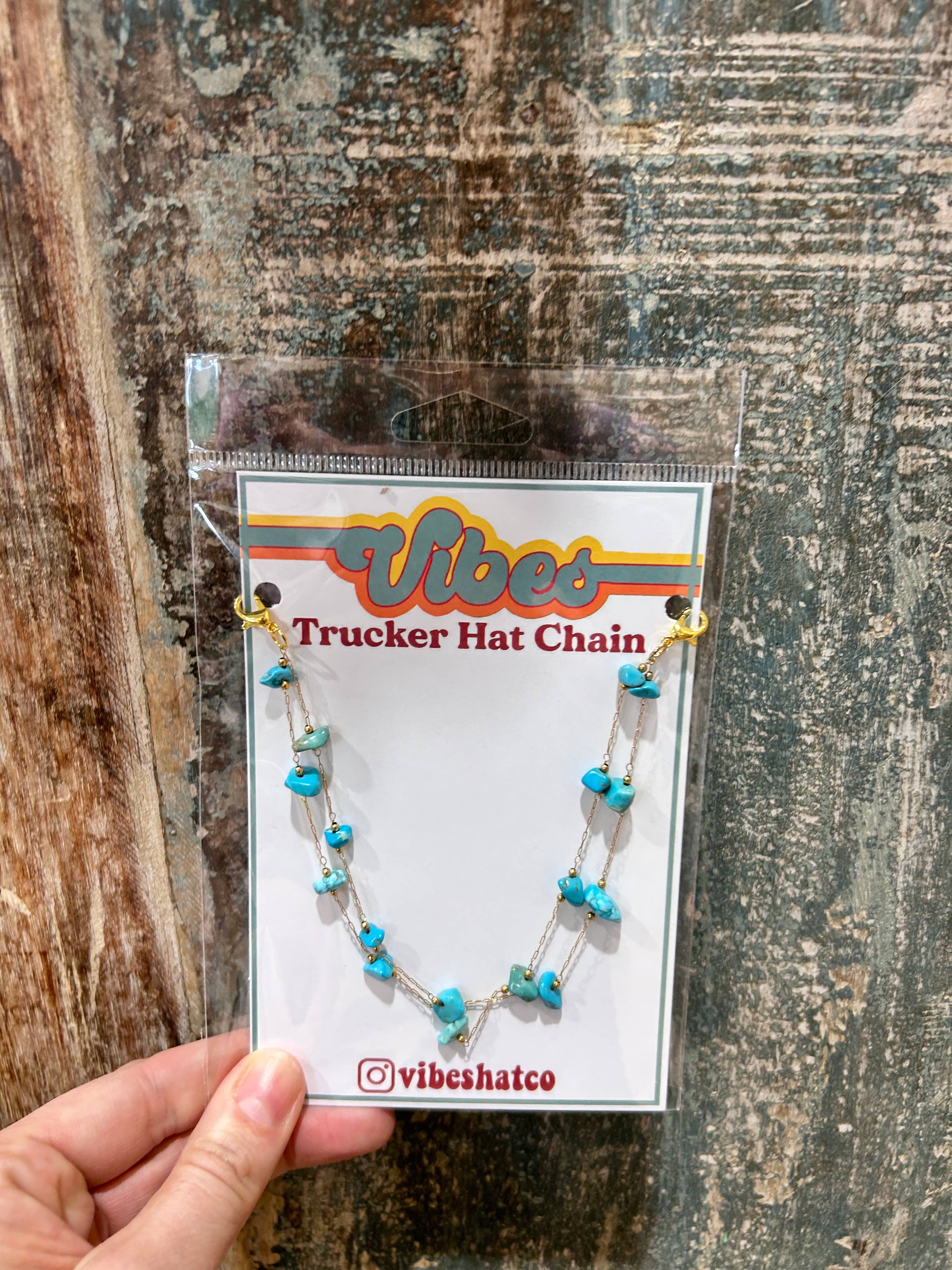 Vibes Hat Company - Wholesale Hat Accessory - Women's - Turquoise Trucker Chain | Hat Band | Hat Chain | Cap Jewelry