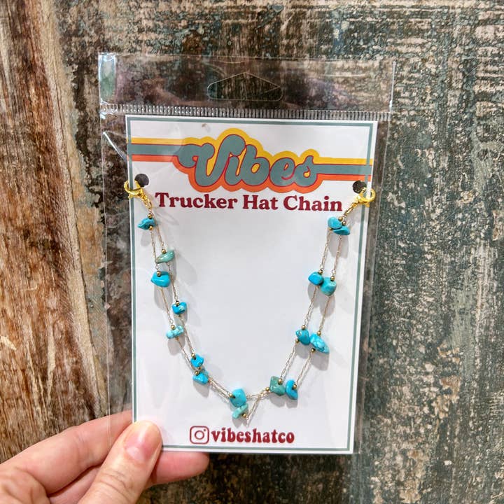 Vibes Hat Company - Wholesale Hat Accessory - Women's - Turquoise Trucker Chain | Hat Band | Hat Chain | Cap Jewelry0