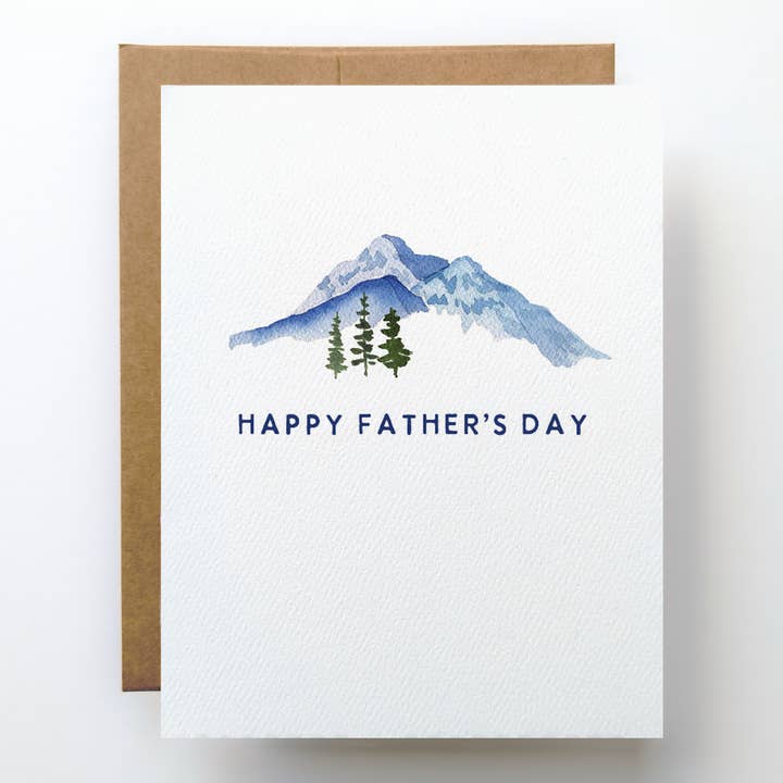 Tarjeta del Día del Padre | Montañas al Aire Libre para Papá Campista y Excursionista para venta al por mayor de Watercolor Wednesday