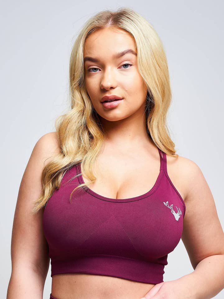 Reggiseno sportivo con spalline riciclate Boundless - Bordeaux per la vendita all'ingrosso da parte di Twill Active LLC