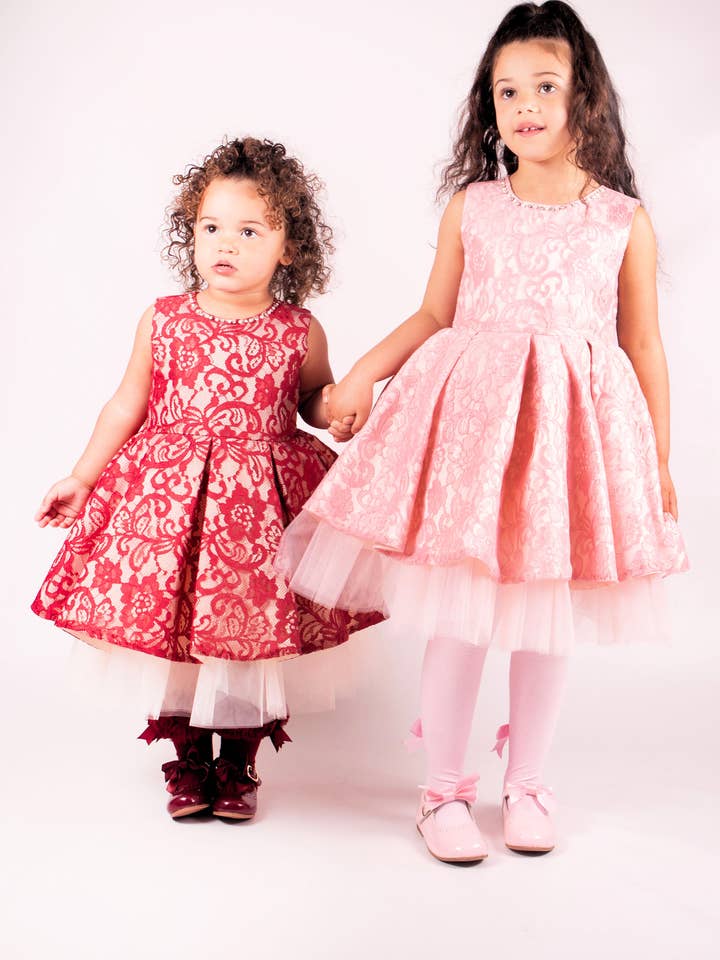 Vinterblondekjole til piger med diamantékrave 881731 for engroshandel hos BEAU KiD