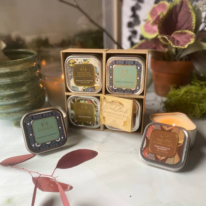 Creative Energy Candles – Engroshandel Rejsestearinlys – Woodstock Gavesæt | 2-i-1 Soy Lotion stearinlys4