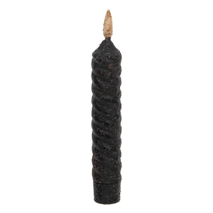 Black Vintage Twist Flicker Flame Timer Taper, 6.25" for wholesale by The Hearthside Collection