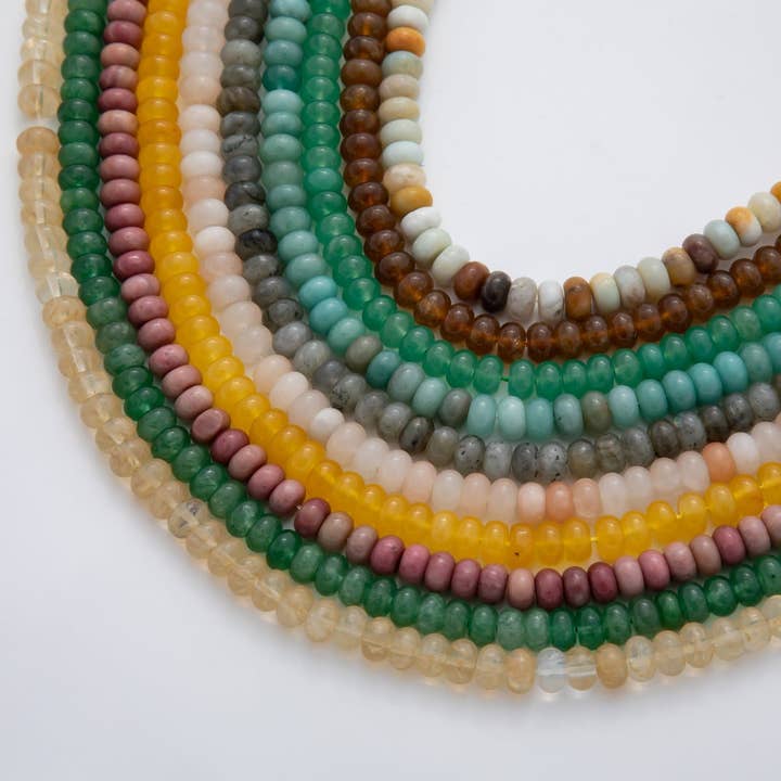 8mm Beautiful Mixed Color Gemstone Rondelle Beads 1 Strand Natural Stone Beads Around 15" WA409 for wholesale by Aim Eternal