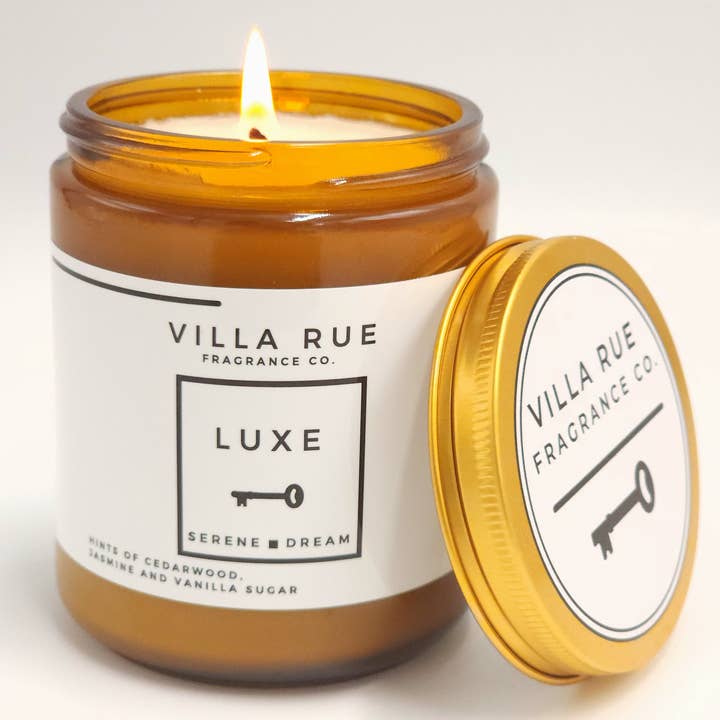 Luxe - 8oz Soy Coconut Candle Amber Jar for wholesale by Villa Rue Fragrance Company