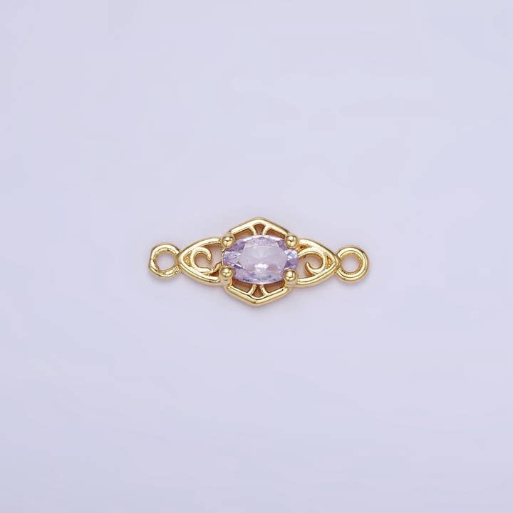 Aim Eternal - Vendita all'ingrosso Ciondolo/pendente - Connettore Artigianale in Oro Riempito 14K con CZ Verde, Rosa, Trasparente, Rosso, Blu, Viola | G347 - G3495