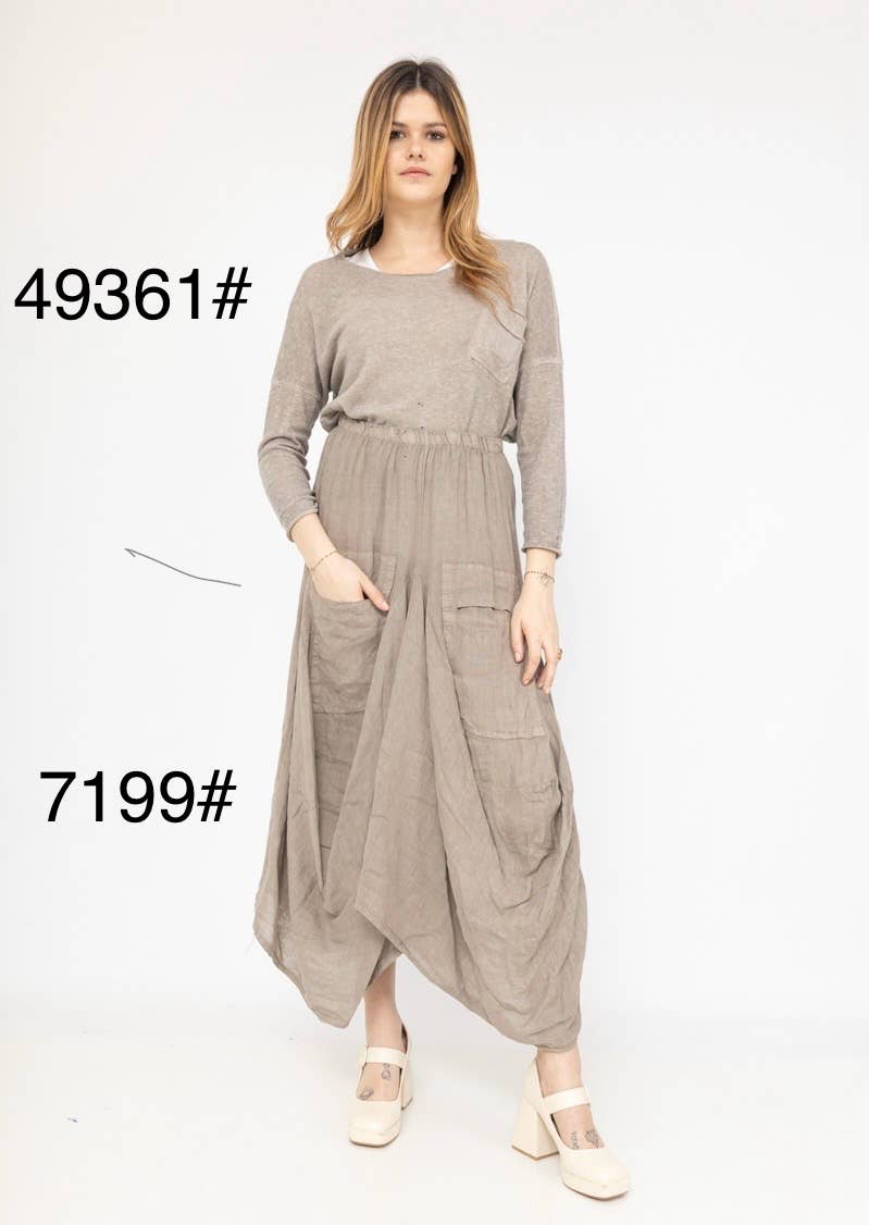 LINEN & COTTON HOUSE - Wholesale Jumpsuit - Women's - LINEN SAROUEL SKIRT WITH POCKETS 9917 663312