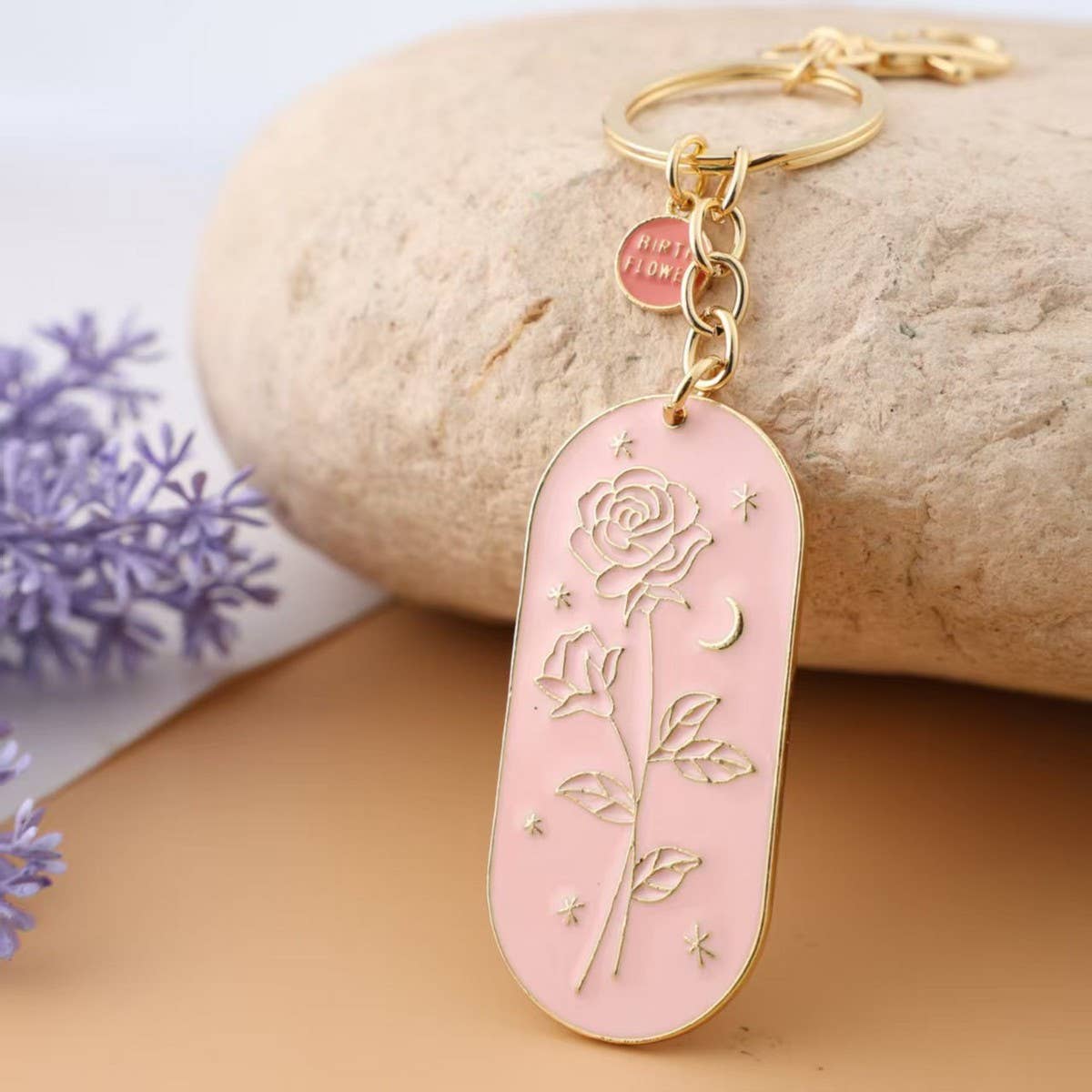 ACCITY - Wholesale Keychain - Women's - Botanical Enamel Keychain with Birth Flower_CWMM98385