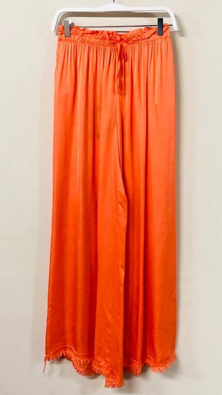 VENTI6 - Vendita all'ingrosso Pantalone - Donna - PANTALONI A GAMBA LARGA CON ORLO A FRANGE IN SETA ITALIANA (6109)33