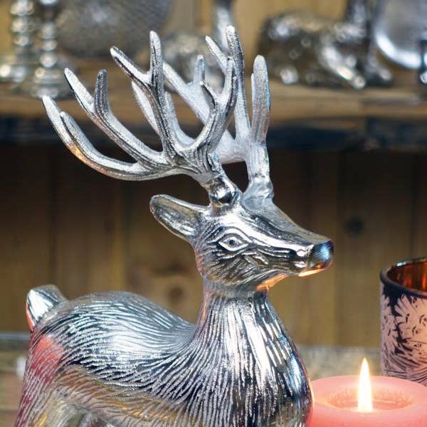 Michael & Philipp Noll e. K. – Großhandel Weihnachtsschmuck – Hirsch Deko Metall Silber 27 cm5
