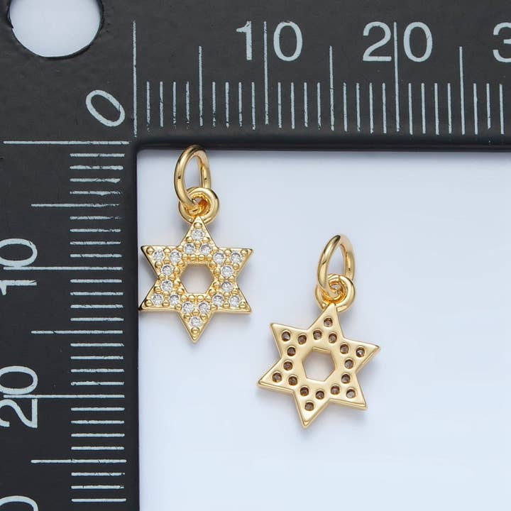 Aim Eternal - Wholesale Individual Charm/Pendant - 24K Gold Filled Open Micro Paved CZ Jewish Star of David Charm in Gold & Silver | E9162