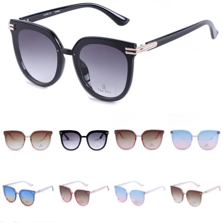 Oversized vlinderzonnebril met metallic tempelaccenten TD10416 voor wholesale door Hot Sunglasses Wholesale